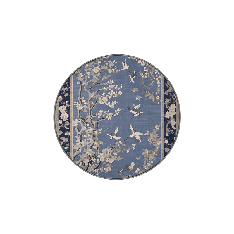 Tapis gris soyeux et moelleux, Rond 3 pi