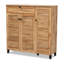 Armoire de rangement pour chaussures à 3 portes en bois fini chêne brun, H 45,03 po x l 45,11 po x P 14,42 po