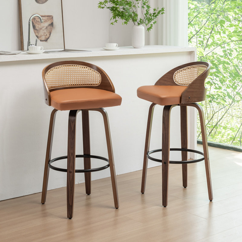 Leeana Swivel Bar Stool, Bar Stool (76.2cm Seat Height), Orange