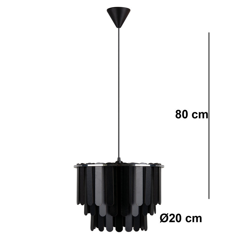Luminaire suspendu à 1 lumière Pontius, Noir, Noir