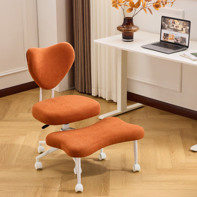 Meditation Chair, An Ergonomic Cross-Legged Seating Chair With Lumbar Support And A Height-Adjustable Seat Cushion, Ideal For People Engaged In High-Intensity Office Work. ORANGE