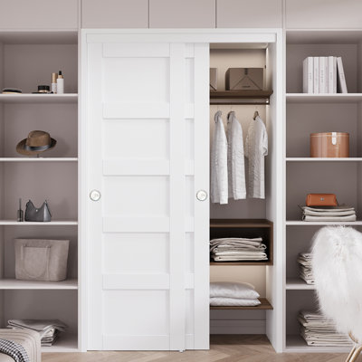 Portes coulissantes 48 po x 80 po à 5 panneaux pour garde-manger avec quincaillerie coulissante
