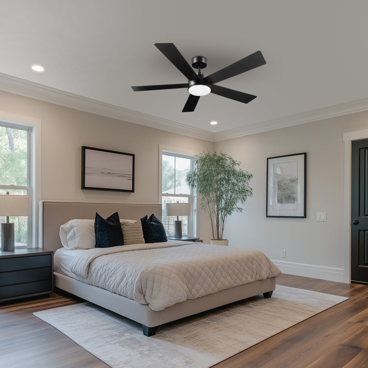 52 in. Matte Black LED Light Ceiling Fan with Remote Control and Reversible Blades