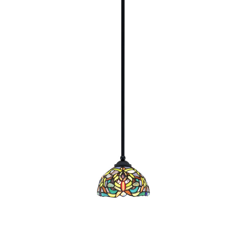 Zilo Stem Hung Mini Pendant Shown In Dark Granite Finish With 7" Glass, Matte Black