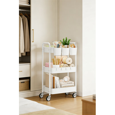 Three-Tier Rolling Cart - Heavy-Duty Multifunctional Cart,