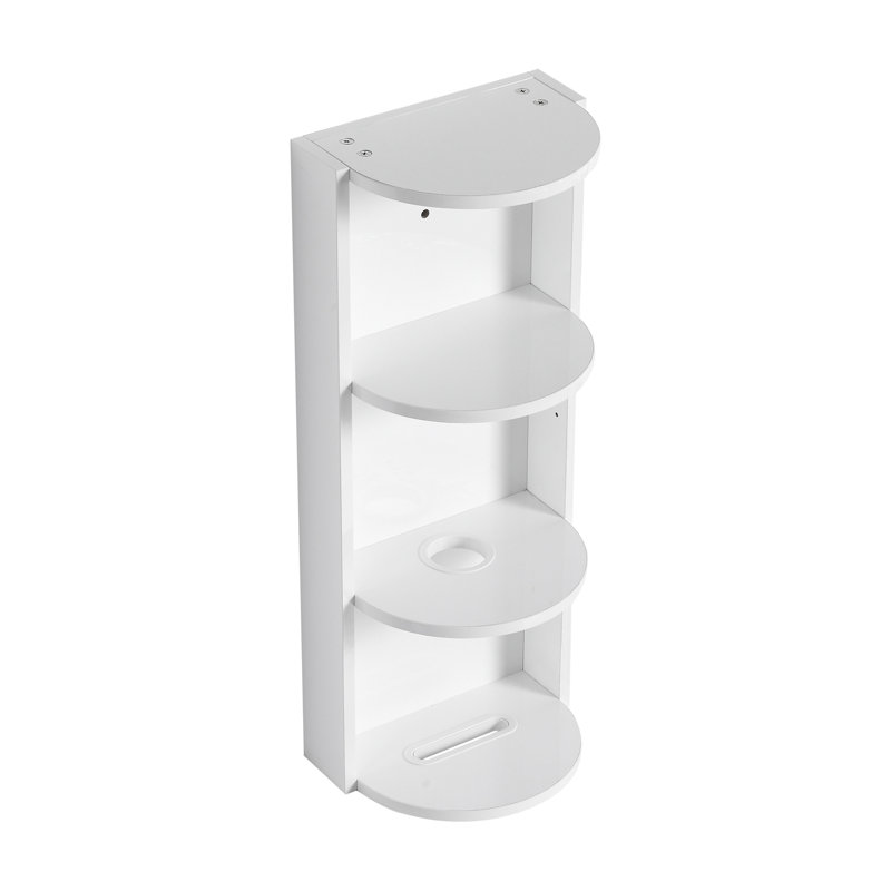 Bathroom Wall-Mounted Storage Rack, Float Mounting Design,(KD-Packing), Glossy White