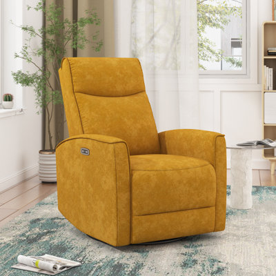 Dickie 29.1'' Wide Modern and Soft Touch Fabric Swivel and Glider Power Recliner Chair with USB Port