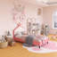 Lit simple princesse avec cadre en bois et tête de lit capitonnée-1904418589