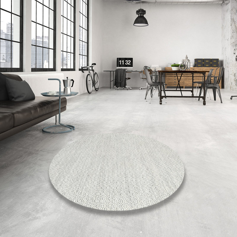 Tapis gris zone contemporaine, Rond 3 pi