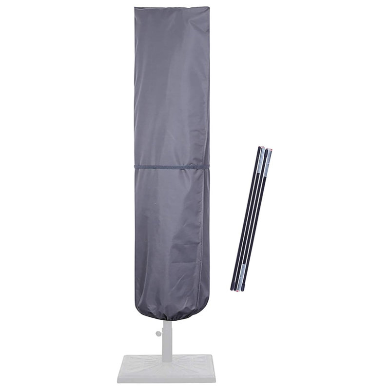Patio Umbrella Cover With Rod For 7 To 11 Ft Umbrellas & 15 Ft Double-Sided Umbrellas, 600D Protective Waterproof Cover With Zipper, Gray