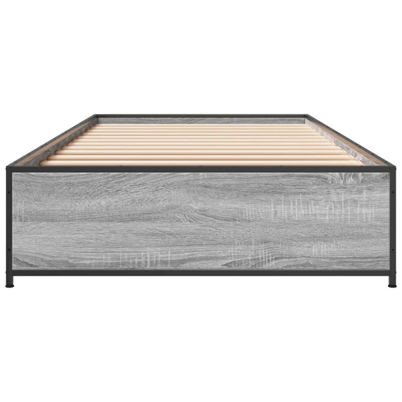 Structure de lit vidaXL Bois d'ingénierie, métal double durable, Gris Sonoma, Simple (3 pi)