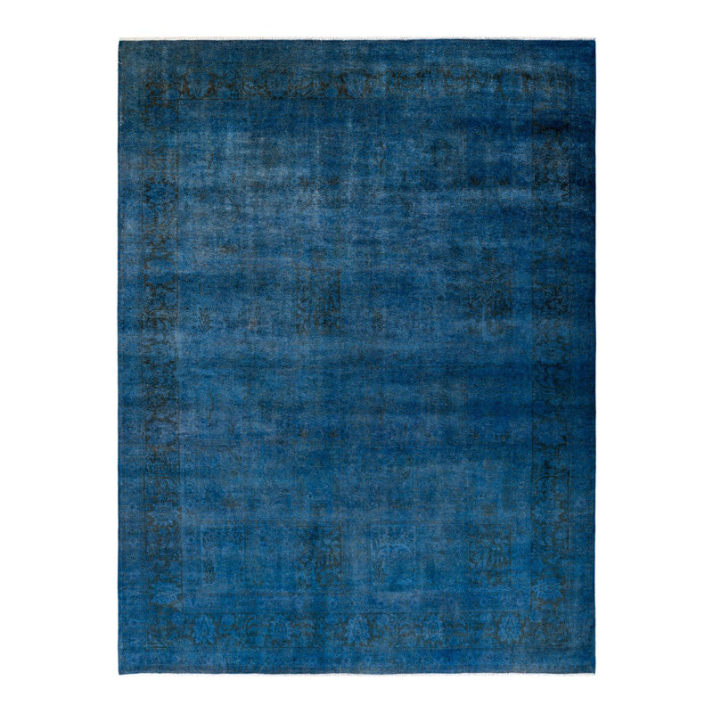 Yelaina One-of-a-Kind 9' X 12' New Age Wool Area Rug Blue