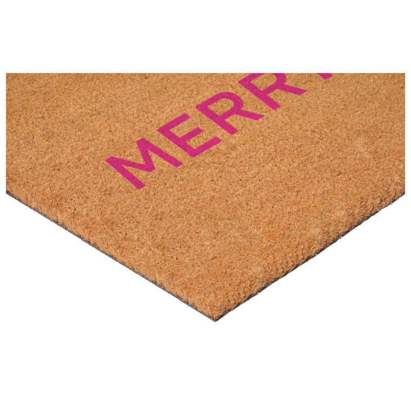 Pink Ultra Modern Merry & Bright Doormat 24" x 36", 24" W x 36" L, Pink