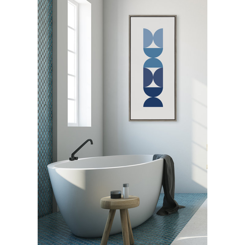 «Circles and Curves Ocean Beach Blues» par The Creative Bunch Studio, reproduction d'art sur toile encadrée