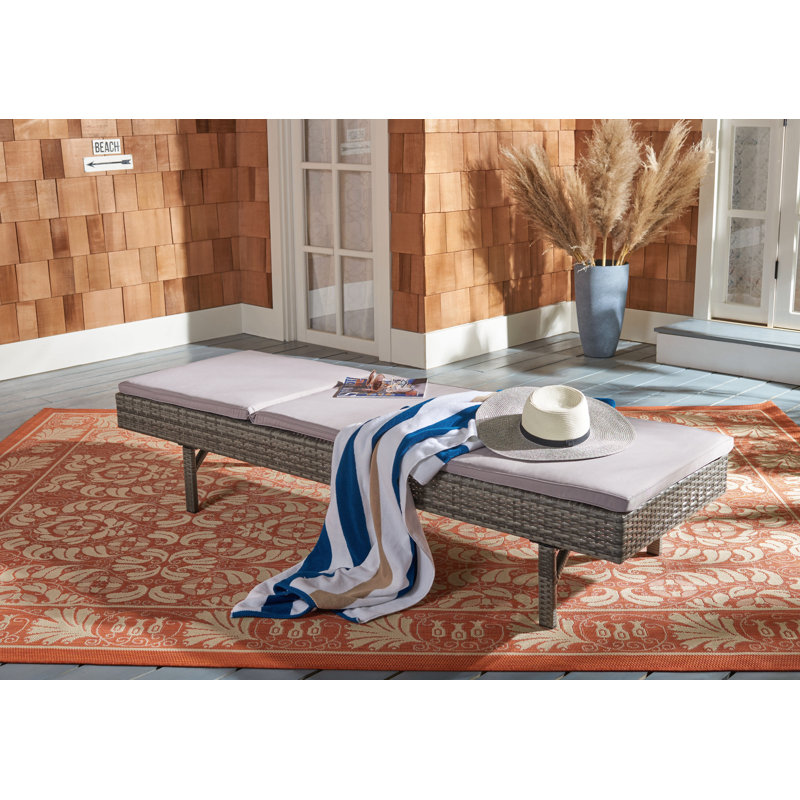 Chaise longue inclinable avec coussins Esmai, Cadre gris / coussin gris