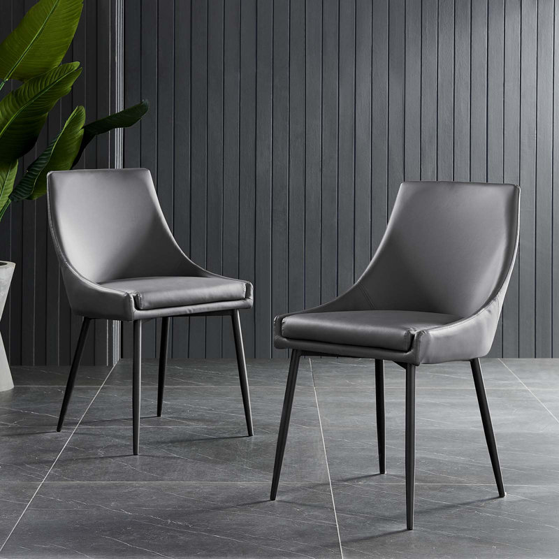 Viscount Vegan Leather Dining Chairs, Gray