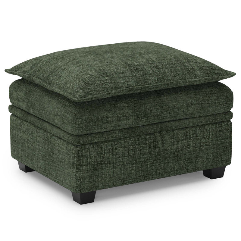 Repose-pieds en chenille avec rangement Luna, Vert