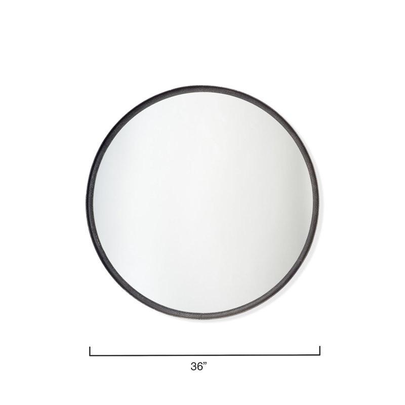 Refined Round Mirror In Gold Leaf Metal, Black