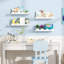 Ensemble de 4 bibliothèque pour enfants avec structure en bois de sapin et bord ondulé blanc-810524849