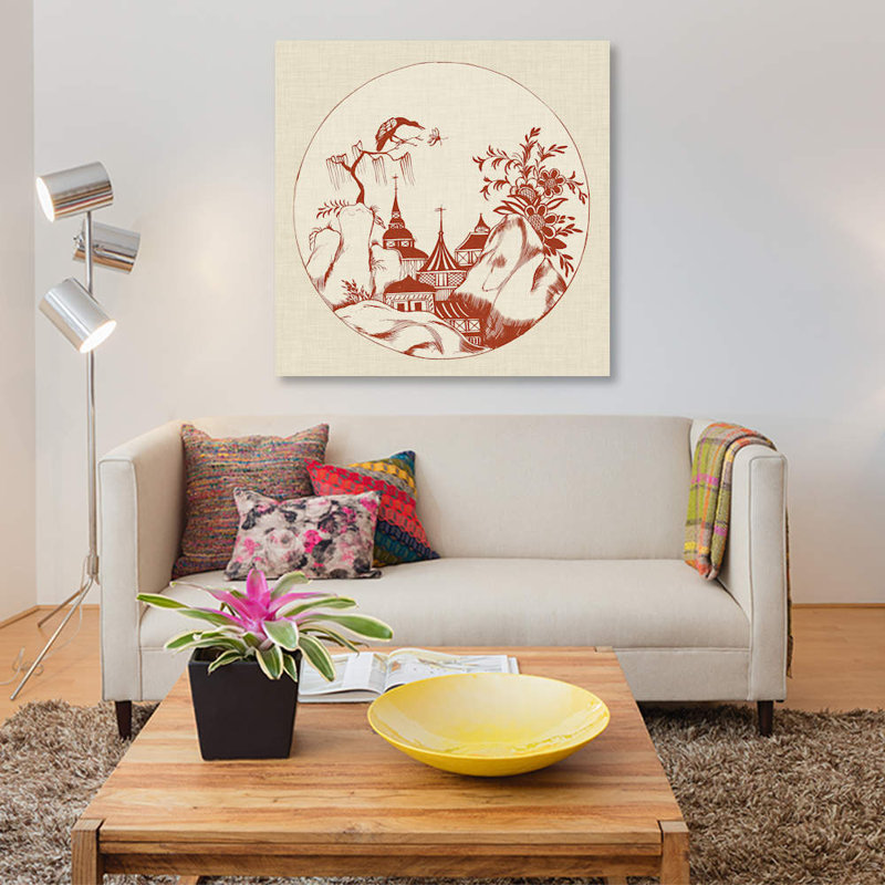 « ornemental pagode ii », impression sur toile, H 37 po x l 37 po x P 1,5 po, Toile tendue, Pas de tapis