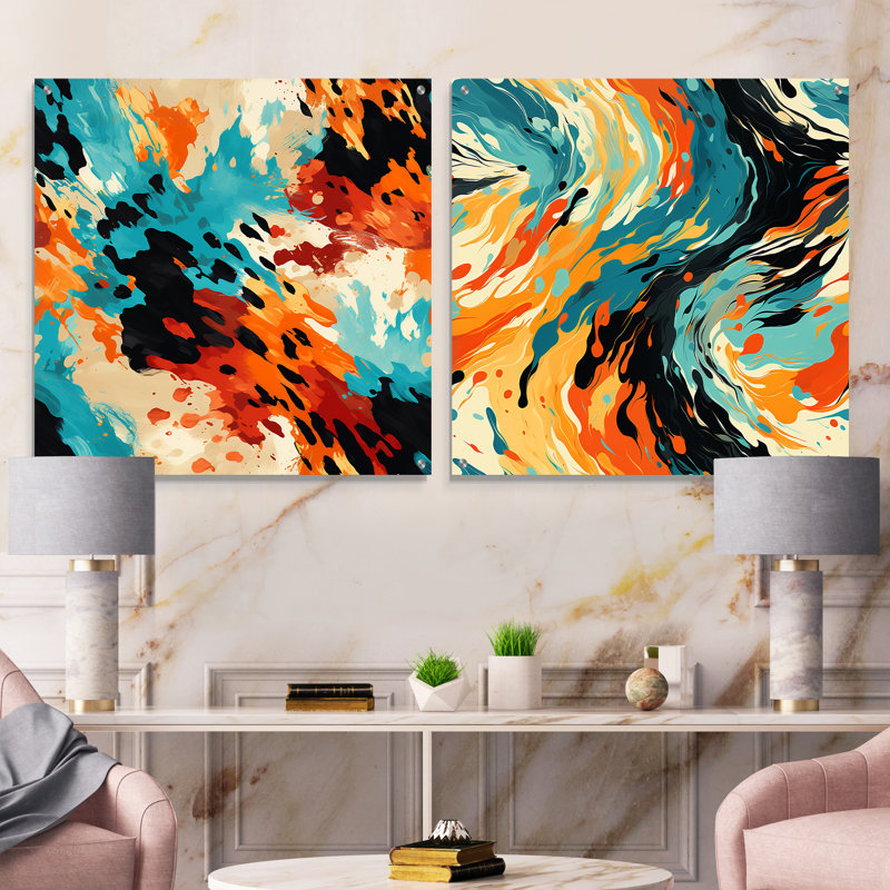 Art et expression artistique - ensemble de 2 verres muraux en acrylique, H 16 po x l 33 po