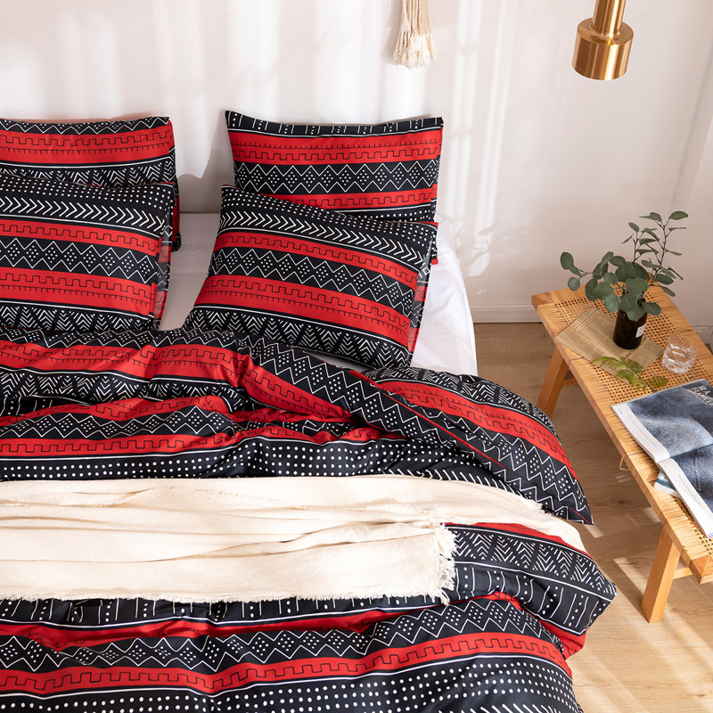 Geometric Shapes Duvet Cover, Queen Duvet Cover + 2 Standard Pillowcases