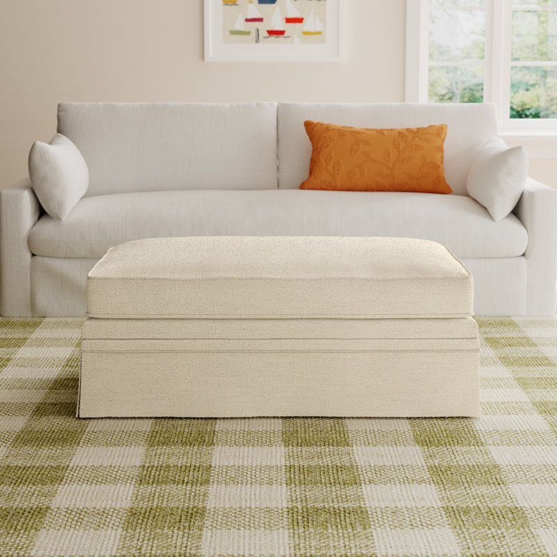 Shelby Upholstered Storage Ottoman, Davis Pearl Performance Bouclé