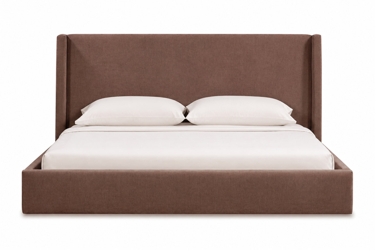 Mele Linen Upholstered Wingback Bed, Brown Velvet, Queen