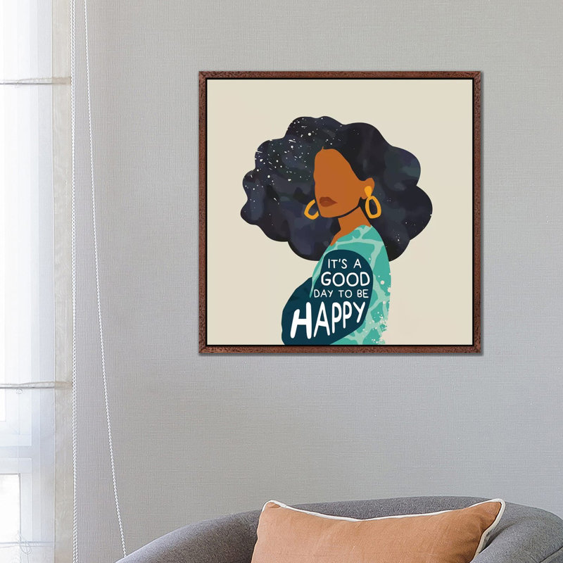 Be Happy 1 Piece Wall Art on Canvas, 66.04 cm H x 66.04 cm W, Classic Brown Wood Framed Canvas