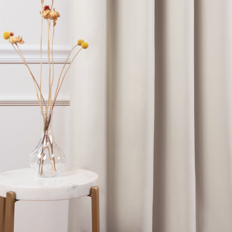 Bantam Solid Blackout Thermal Rod Pocket Curtain Panels, Biscuit, 52" W x 84" L