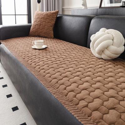 1 Piece Plush Sofa Seat Protector, Non Slip Washable Cushion Cover for Couch, Loveseat and Sectional