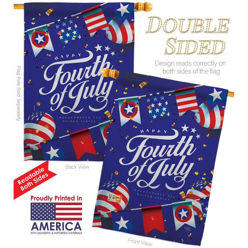 Double Sided 40'' H x 28'' W Polyester Independence Day Flag Set