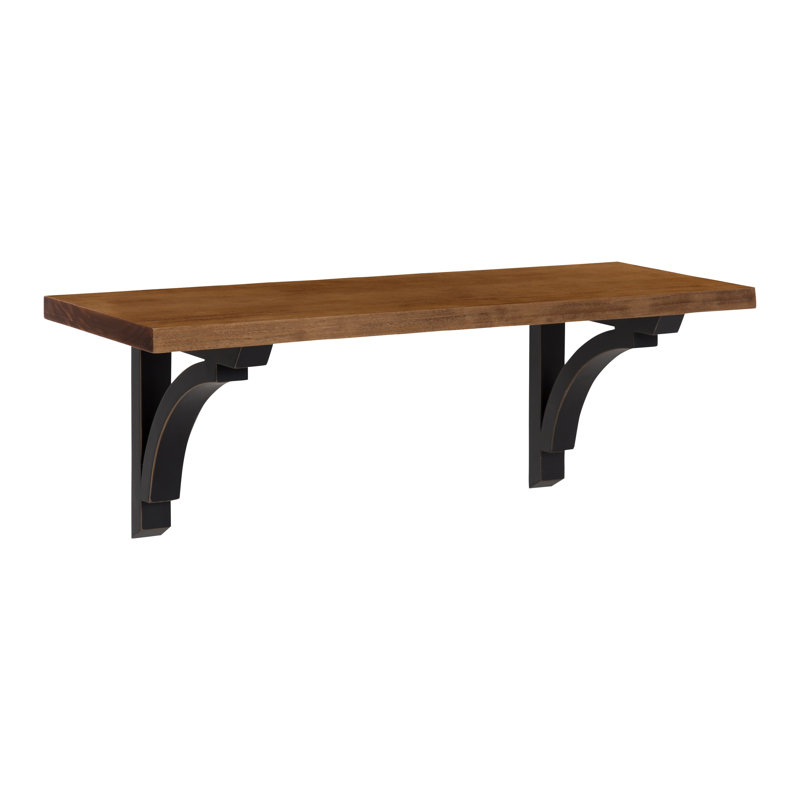 Hornyak Bracket Shelf, 8.8" H x 24" W x 8" D, Brown/Black