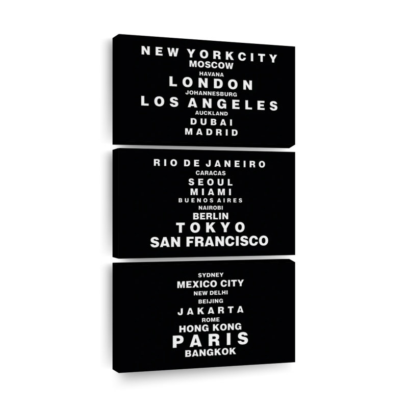 " World Famous Cities " by Stark Art Collective 3 - Pieces, 27" H x 12" W x 1" D