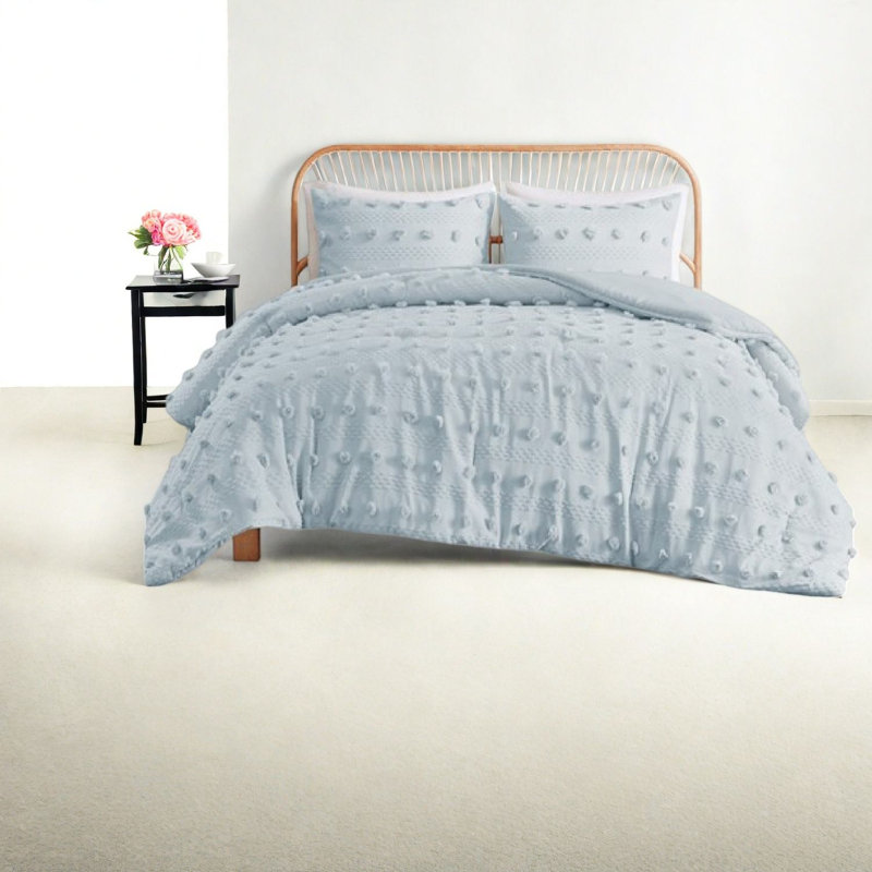 Premium Blue Bedding Set, Polyester Comforter For Modern Home