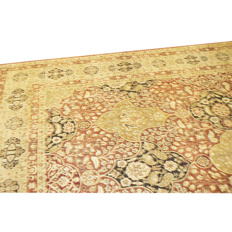 High-Quality Hand-Knotted Rust And Gold Area Rug