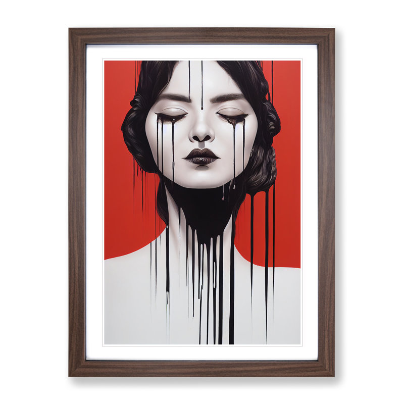 Painted Woman No.1 Abstract - Wall Art, 48cm H x 36cm W, Walnut Framed