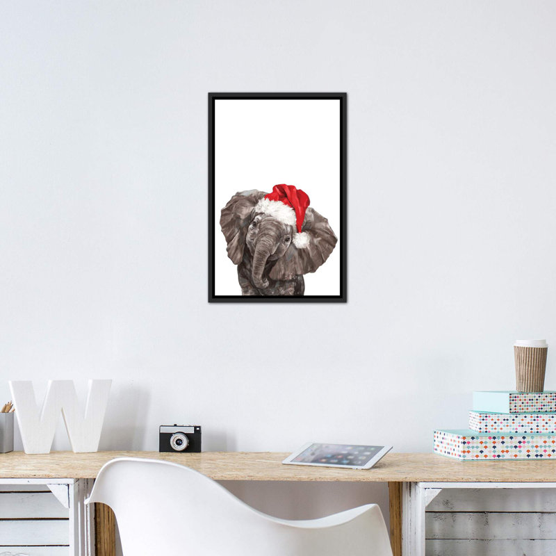 «Christmas Baby Elephant» par Big Nose Work - impression d'art graphique, H 26 po x l 18 po x 1,5 po, Pas de tapis