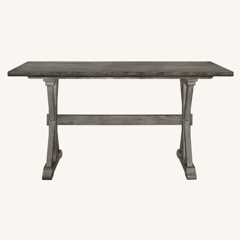 Sheila Rubberwood Rectangular Solid Wood Top with Solid Wood Base Dining Table