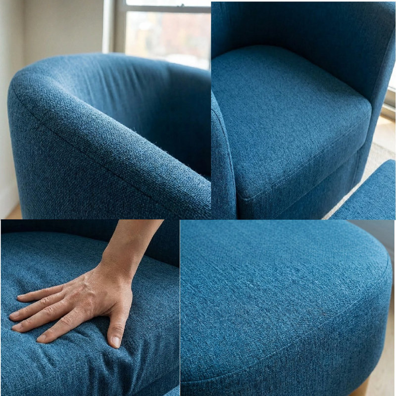 Sharolynn Linen Swivel Barrel Chair with Ottoman - Thumbnail 4