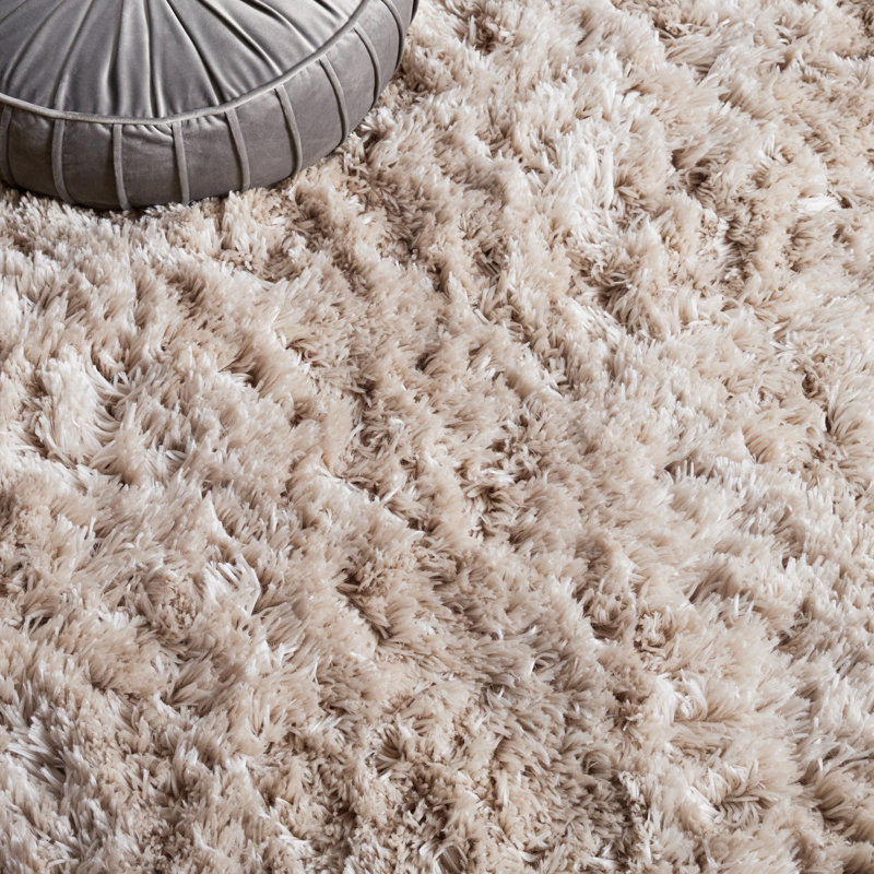 Gentas Hand Tufted Shag Solid Color Area Rug, Carré 5 pi