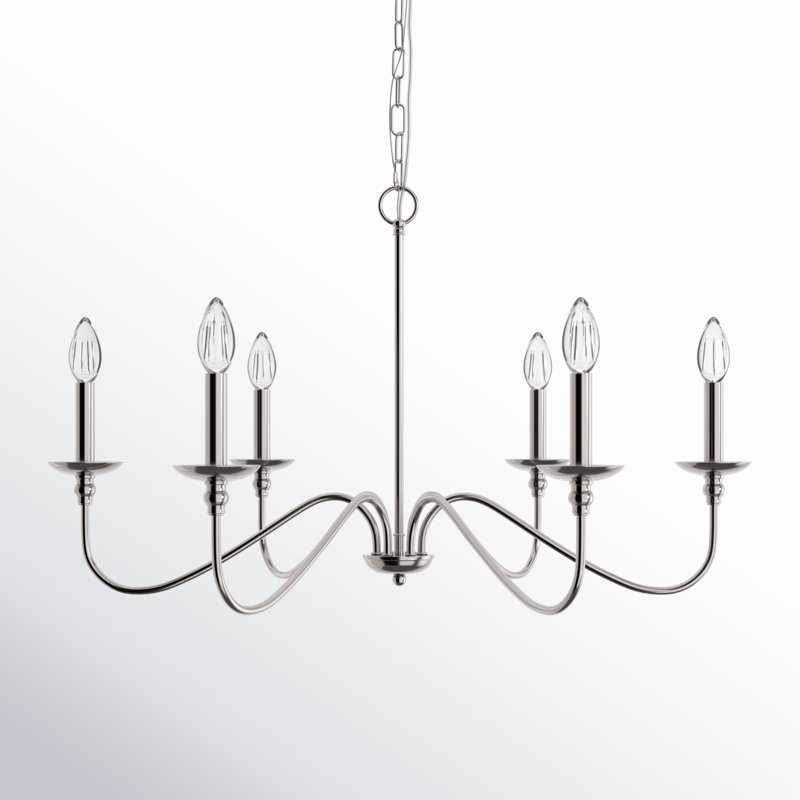 Ableton Iron 6-Light Chandelier, Nickel poli, H 18 po x l 30 po x P 30 po