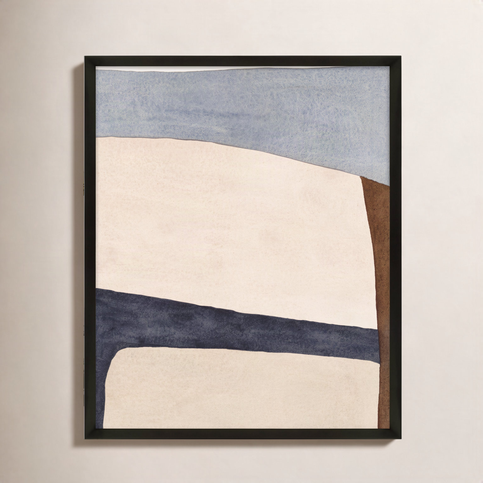 Divided By Blue 1 by Julia Balfour, White Framed, 25" H x 20" W x 1.25" D, Black