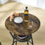 Table de bar ronde et 2 tabourets rembourrés, couleur marron rustique, combinaison de métal et de bois, pour un repas décontracté à la maison, style antique, 61 cm de profondeur x 61 cm de largeur, divertissement