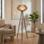 Lampe trépied Nordic avec abat-jour en lattes de bois