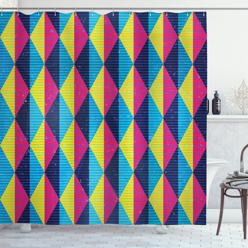 George Oliver Vintage Shower Curtain Sixties Triangle, 70''H x 69''W