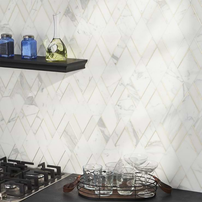 Enver Calacatta Polished And Brass Mosaic