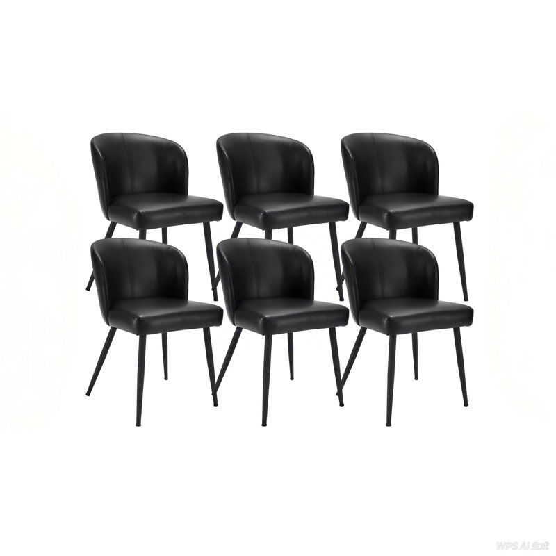Upholstered Faux Leather Back Side Dining Chair (set Of 6), Black