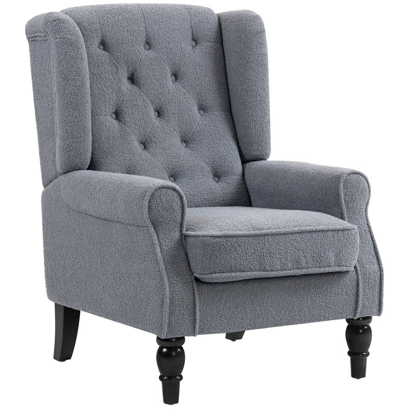 Upholstered Armchair, Grey Polyester, Foam