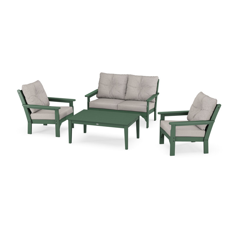 Vineyard 4-Piece Deep Seating Set, Green, Gray Mist